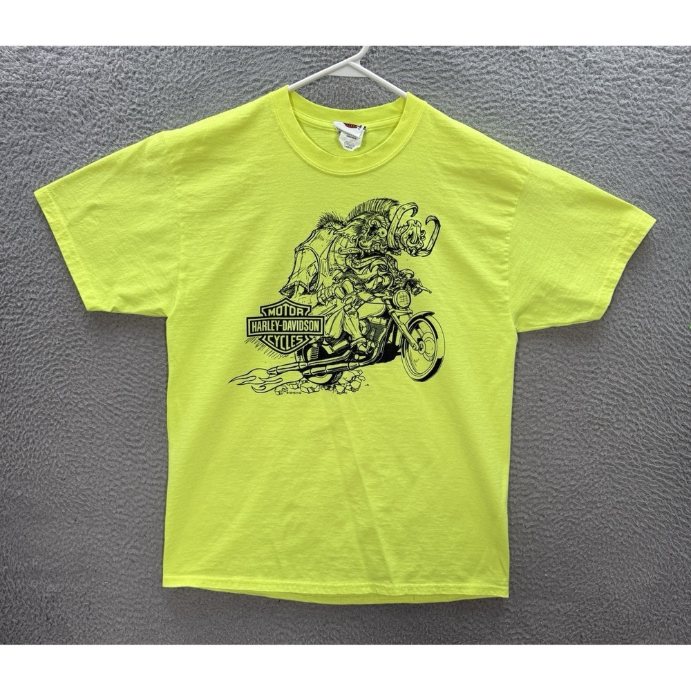 Harley Davidson Shirt Adult Large Yellow Crewneck Biker Motorcycle‎ Skull Grunge